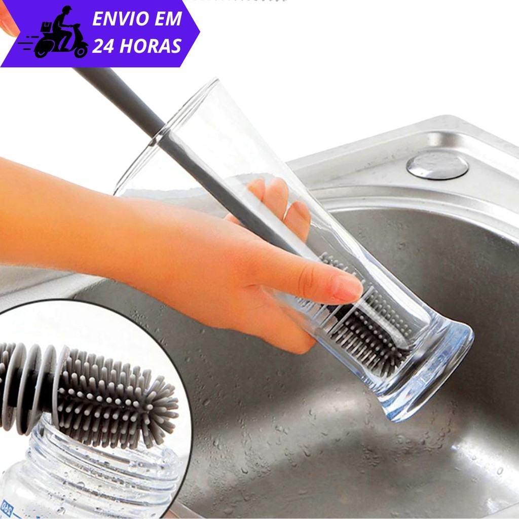 Escova de Limpeza para Mamadeira Garrafas Térmicas Jarras Copos para Cozinha Bar e Restaurante