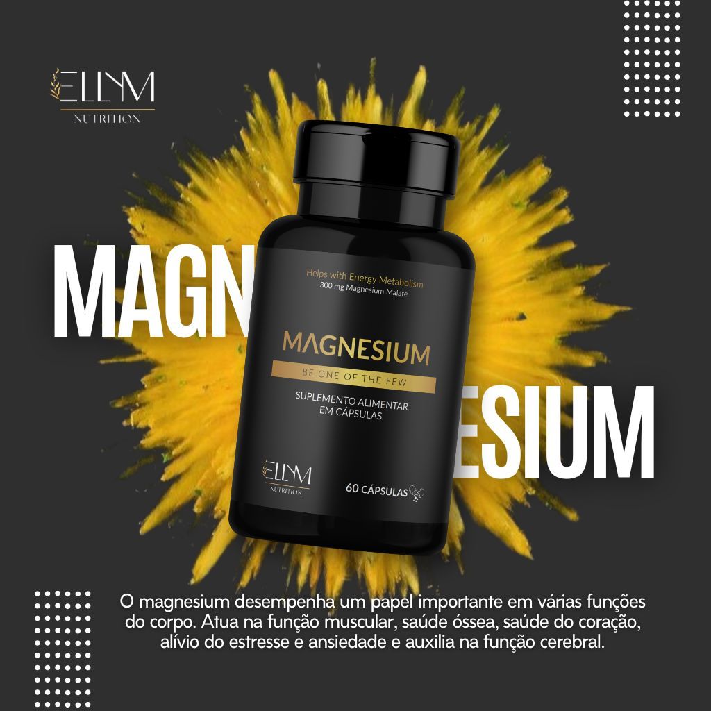 Magnesio Dimalato 60 Cápsulas Ellym Nutrition Suplemento de Alta Qualidade e Fácil Absorção