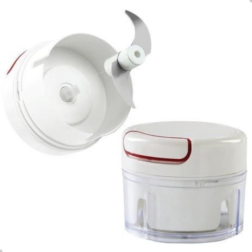 Mini Processador Alimentos Triturador Manual Cordinha 2 Lâminas Inox Alho Cebola Legumes RD1077