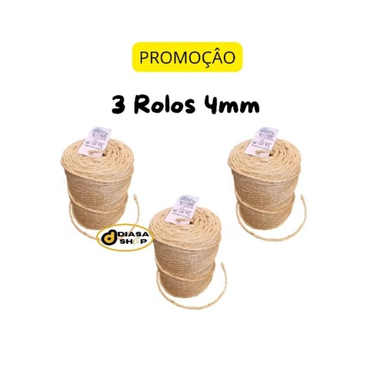 Kit até 3 Rolos sisal 4mm 170 metros