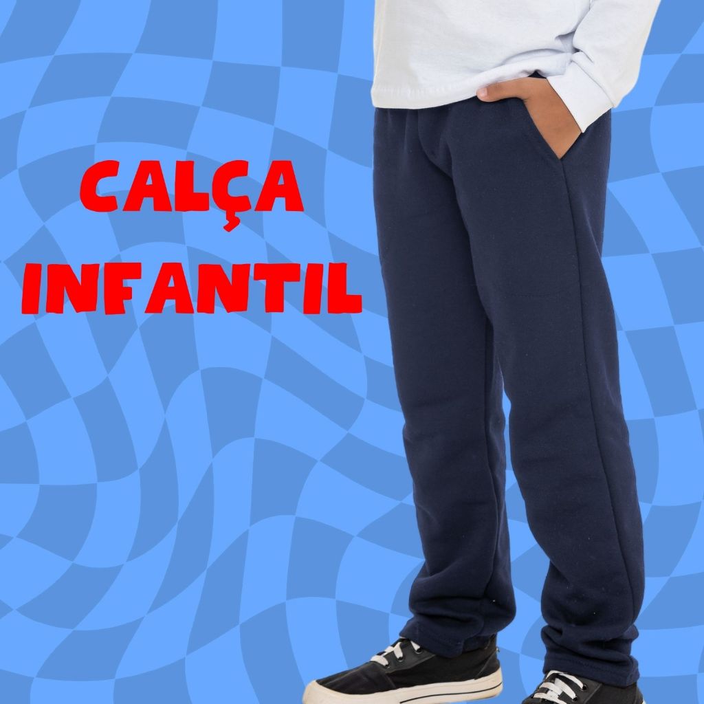 Calça Moletom Peluciado Infantil Menino Cós com Elastico 2 Bolsos 3007-C1