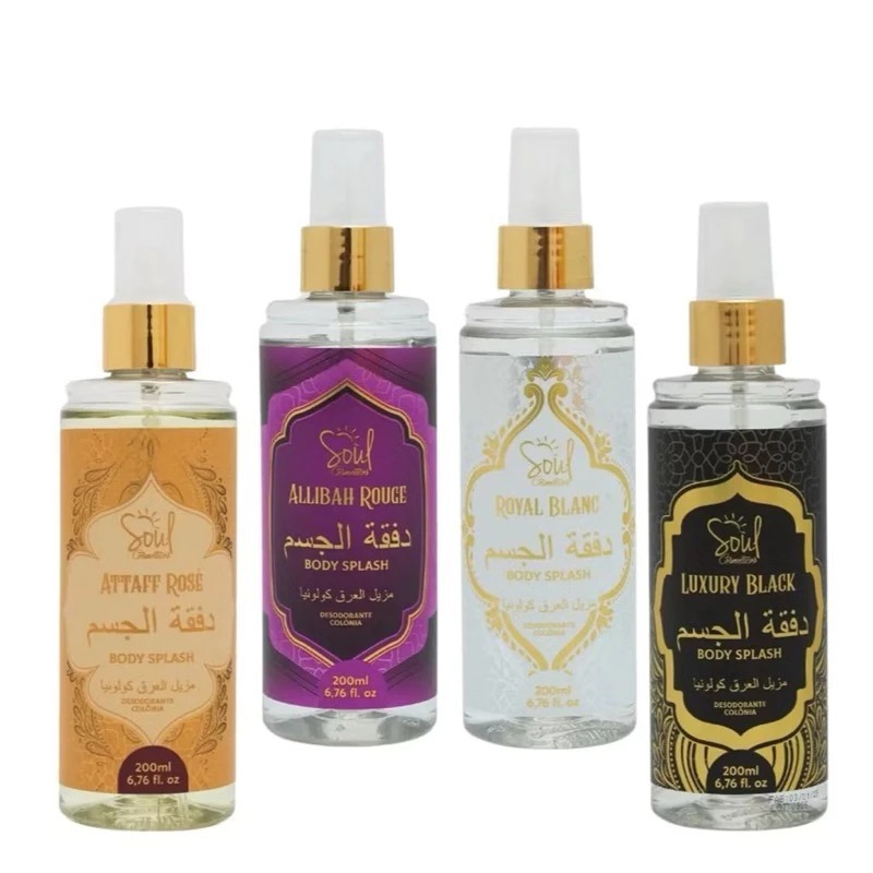 KIT 04 Body Splash ARABE SOUL 200ml FEMININO – Desodorante Perfume Corporal Alta Fixação Noite e Dia