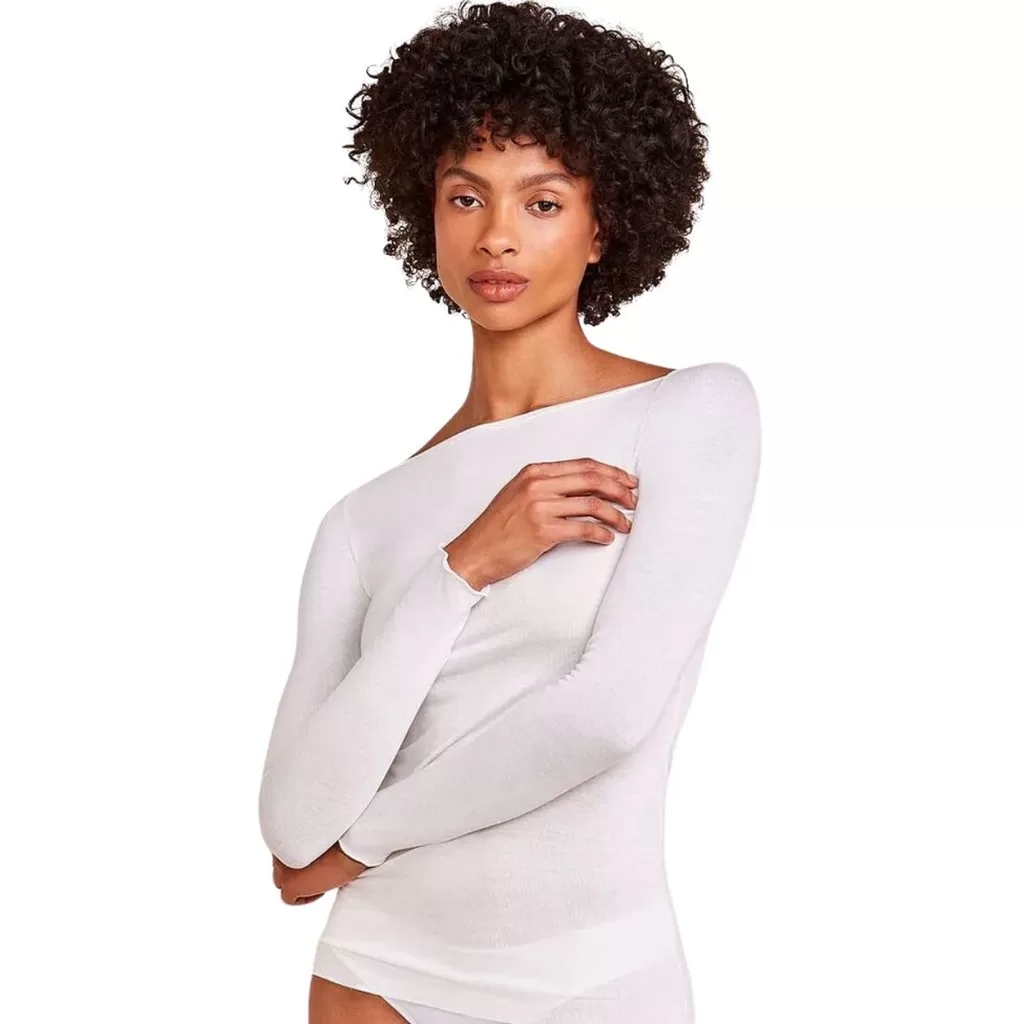 Blusa Segunda Pele Manga Longa Feminina Canoa Viscose Elegante Levissima Hope