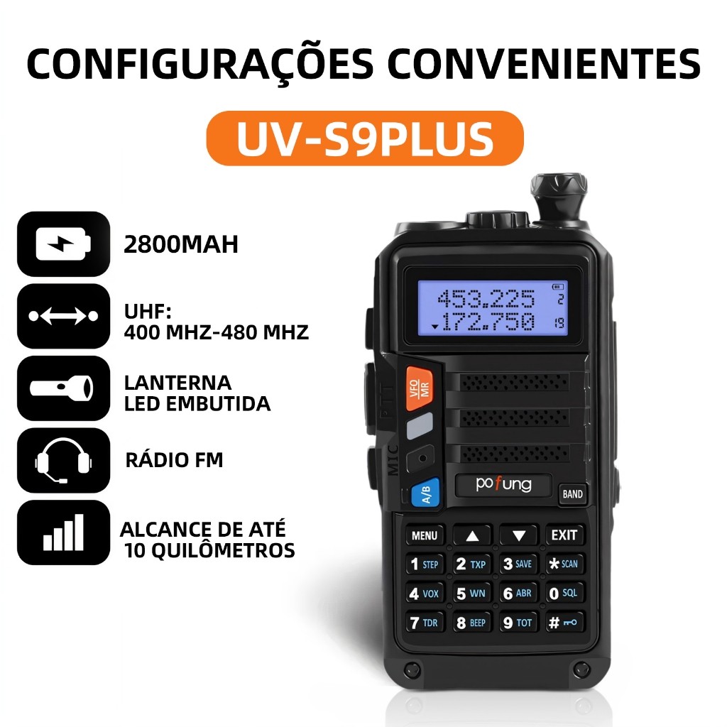 Rádio Ht Dual Band Uhf E Vhf Baofeng Uv-s9 Plus Portátil