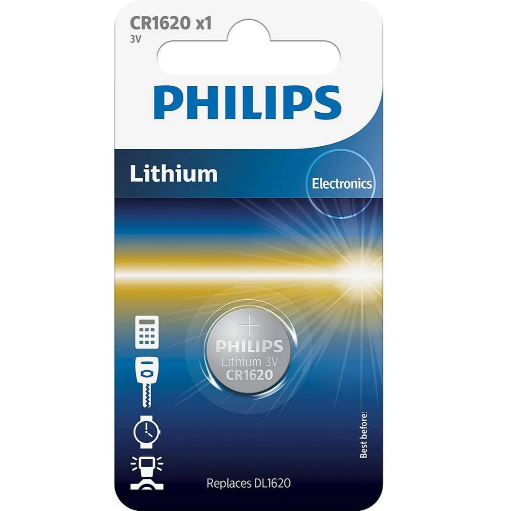 Pilha CR1620 3V Philips Bateria Moeda 05 unidades Relogio Controle Remoto