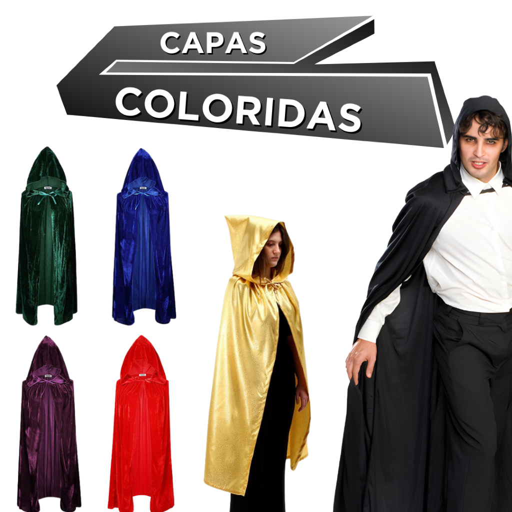 Capa Bruxa Vampiro Drácula Halloween/Carnaval Apenas Uma Face Adulto Umbanda E Candomblé Exu Premium