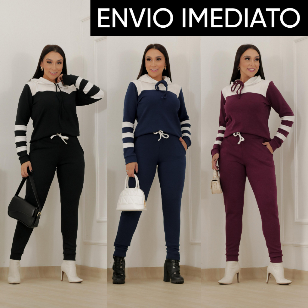 Conjunto Feminino de Inverno com Capuz