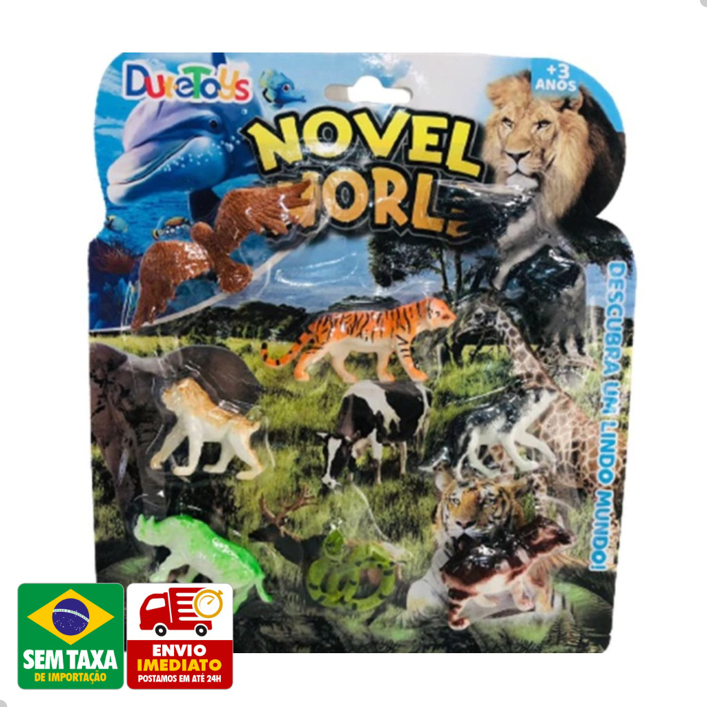 Kit Cartela 8 Animais Brinquedo Sortido Novel World Dutetoys DTE0499