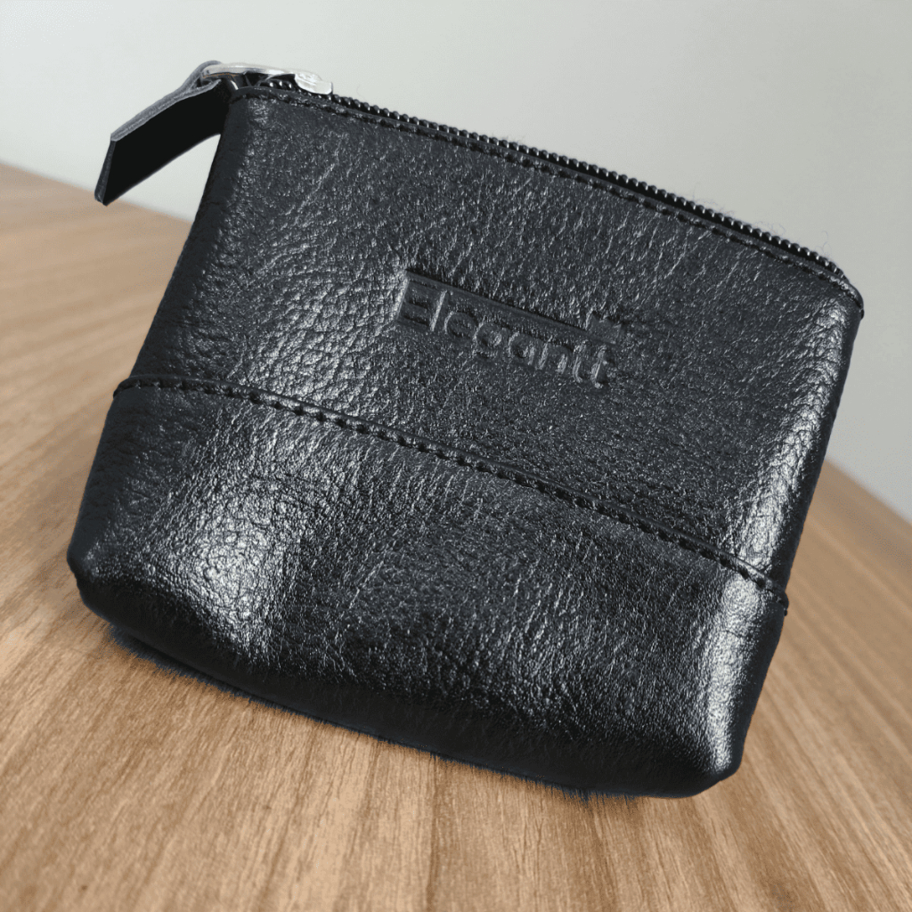 Porta Moedas de Couro Premium Elegantt Compacto, Durável, Elegante e Resistente com Zíper Reforçado