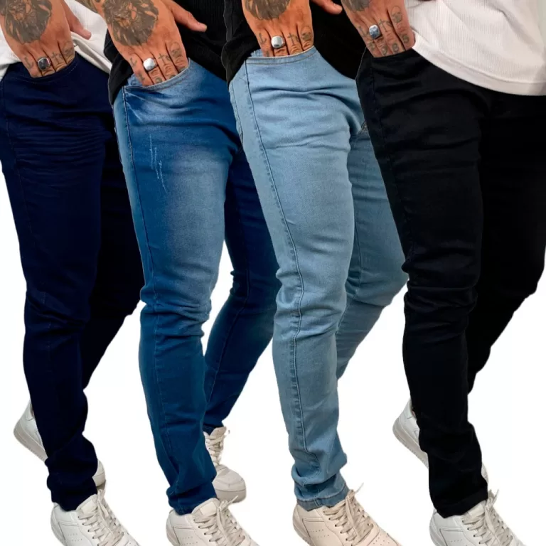 Kit 4 Calças Masculina Jeans Skinny Premium Lisa 