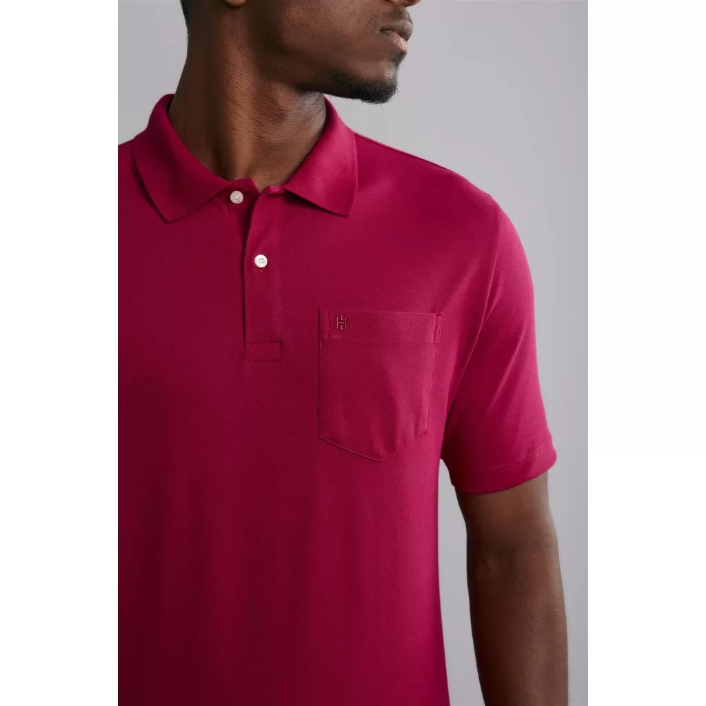 Polo Manga Curta com Bolso Comfort Piquet – Rosa Sagu