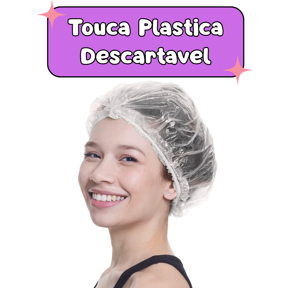 100UN Touca PLASTICA Descartável Amaciamento/Banho Salão de Beleza Spa Estética Clinica