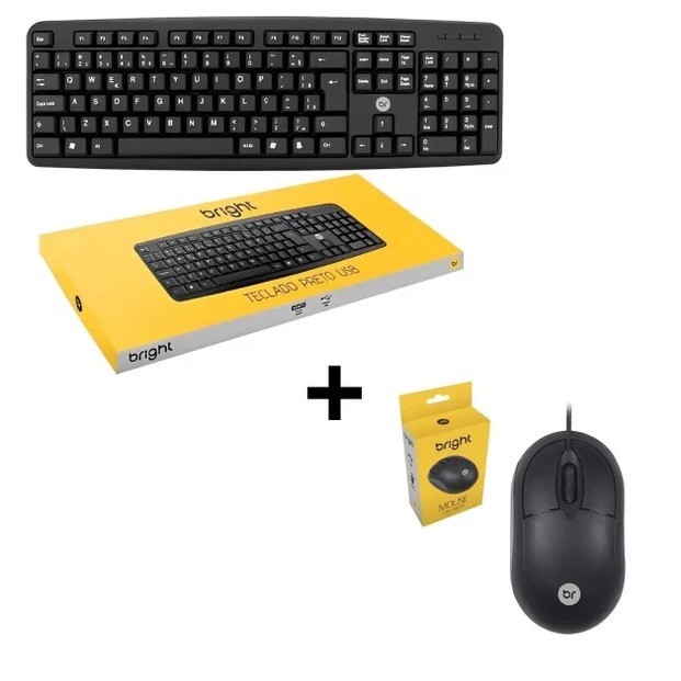 Mouse e Teclado KIT USB Preto – Bright