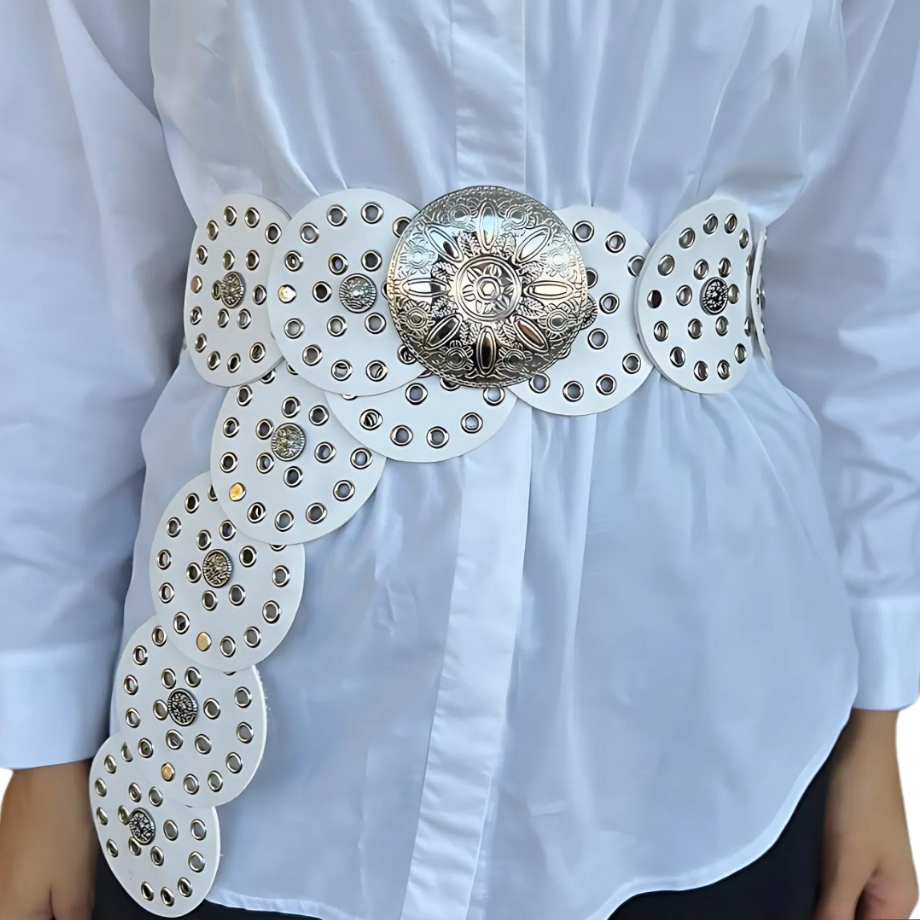 Cinto Boho Feminino Country Boiadeira Estiloso  Moda Inverno Prata
