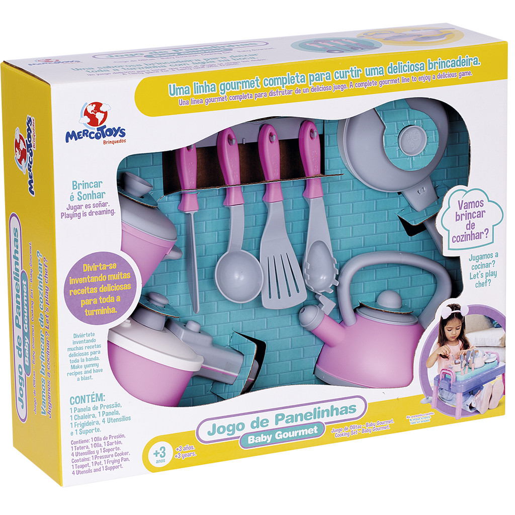 Cozinha Infantil Rosa Panelinhas e Utensílios Brinquedo para Meninas + 3 anos