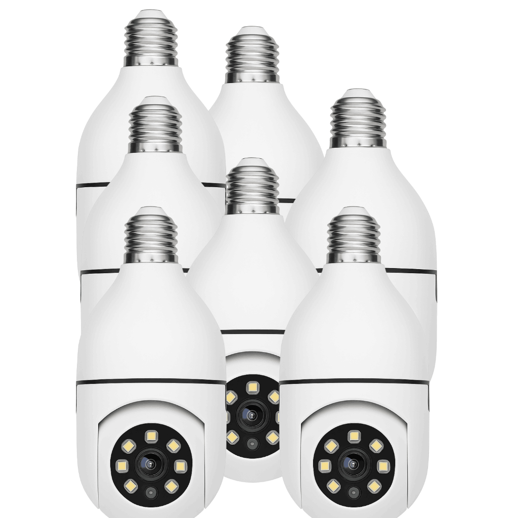 Kit 7 Câmeras Wi-Fi 360° com Áudio Bidirecional, Visão Noturna e Controle via Smartphone