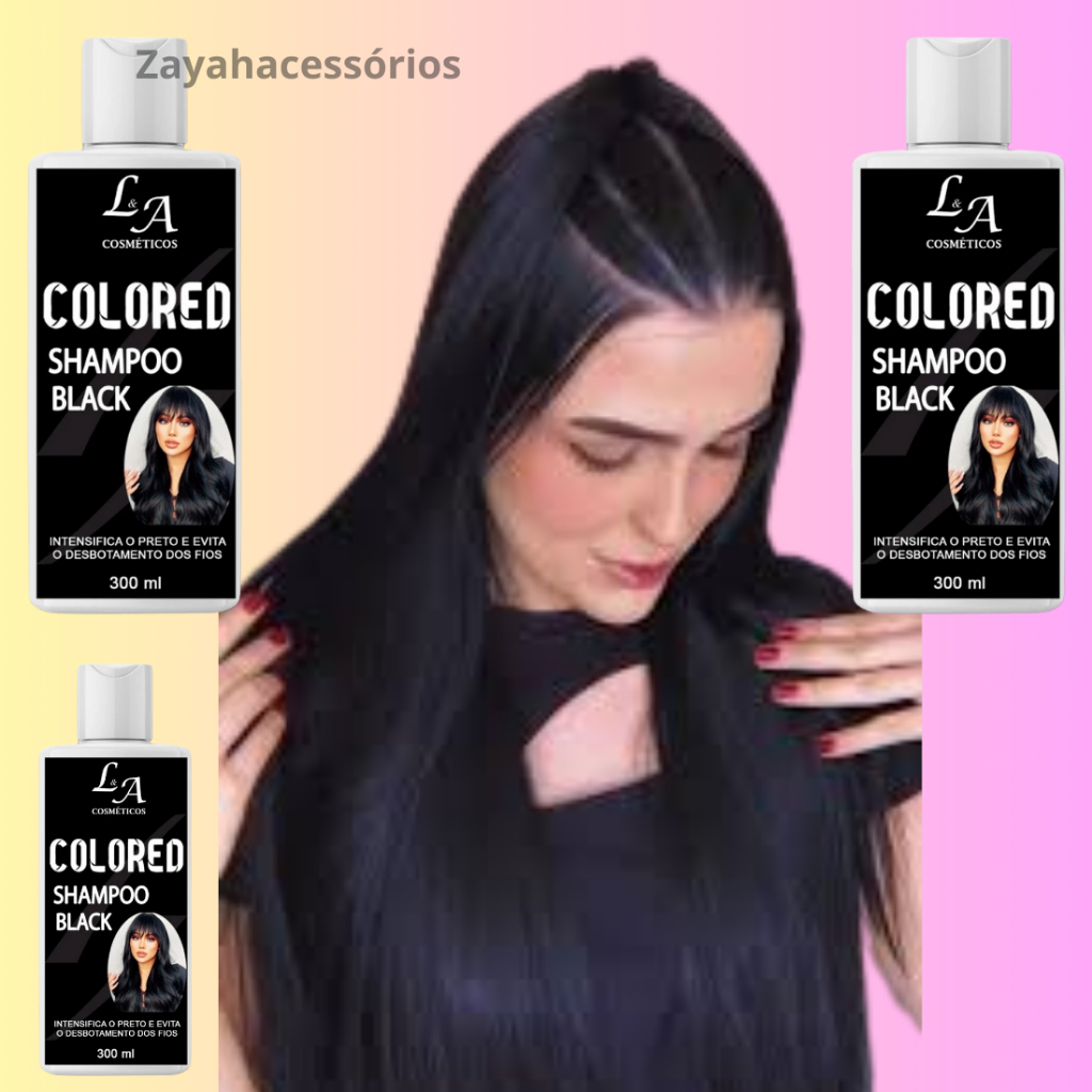 Shampoo Tonalizante Preto Tratamento + Tonalização Brilho Profissional La Cosméticos 300ml
