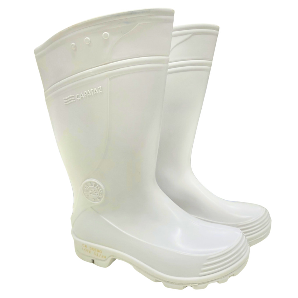 Bota de Borracha Galocha Pvc Capataz Cano Longo Branca Sete Leguas Impermeavel Confortavel Leve Labo