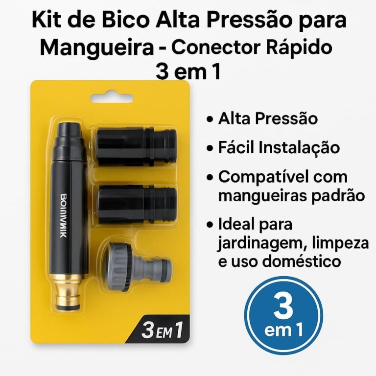 Kit Esguicho Bico Mangueira Alta Pressão 3 em 1