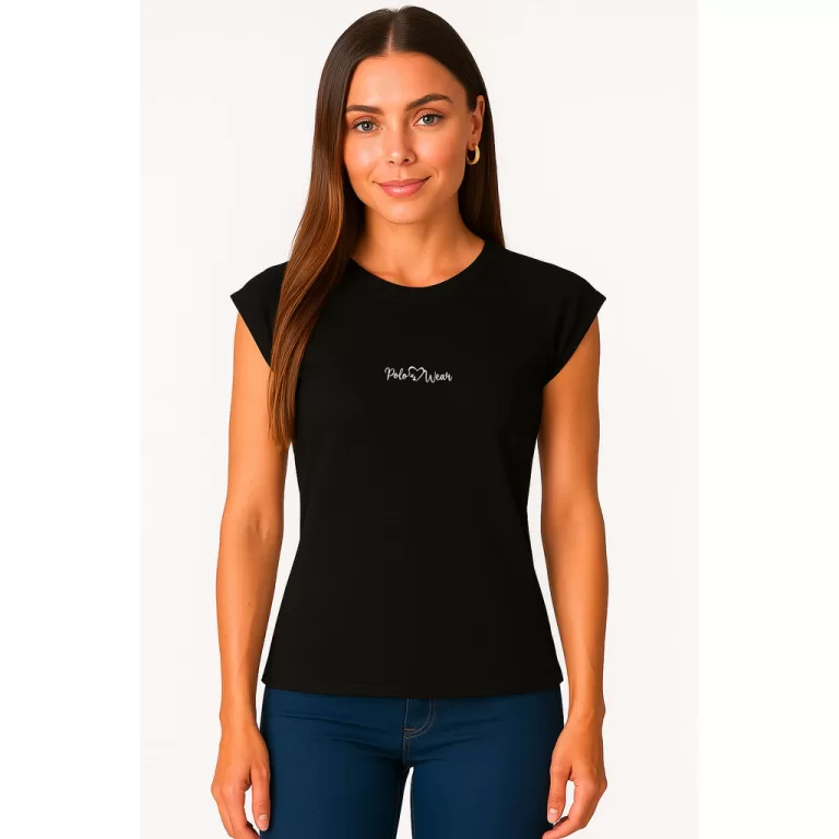 T-Shirt Feminina Manga Reglan Polo Wear Preto