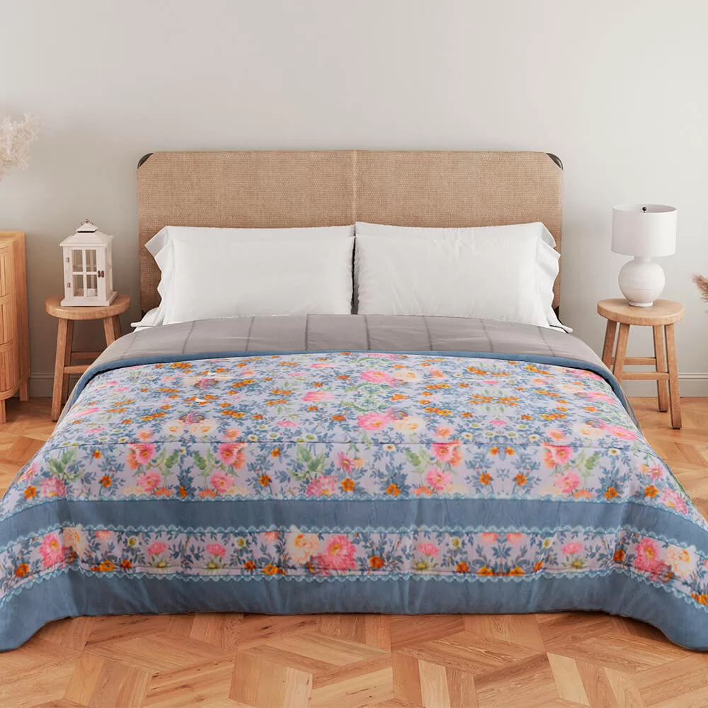 Edredom Casal Dupla Face Aveludado Coberdrom Antialérgico 230×190 cm BF Colchões