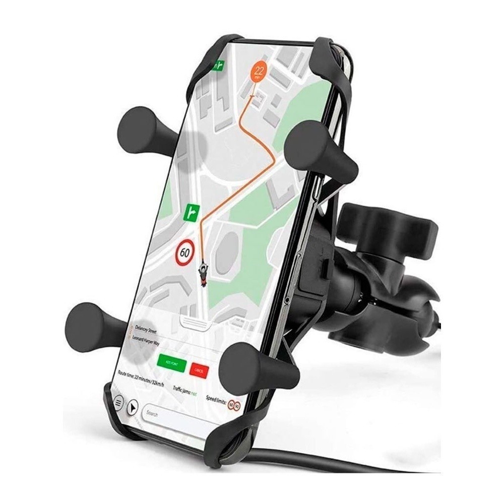 Suporte Garra X Para Celular Moto Universal Com Carregador Usb