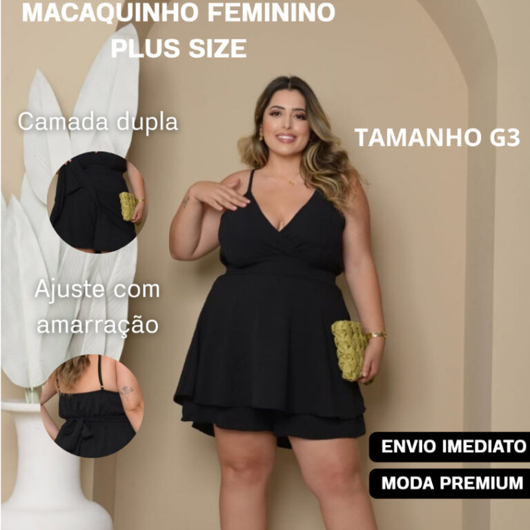 Macaquinho Feminino Plus Size  Tecido Duna  Moda P