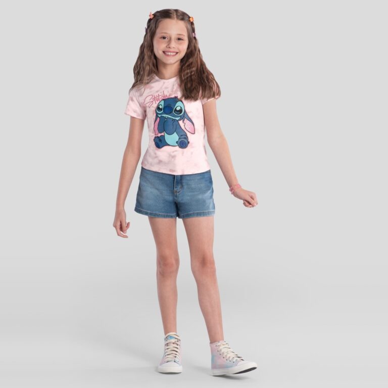 Blusa infantil menina tiedye do Stitch Brandili Ro