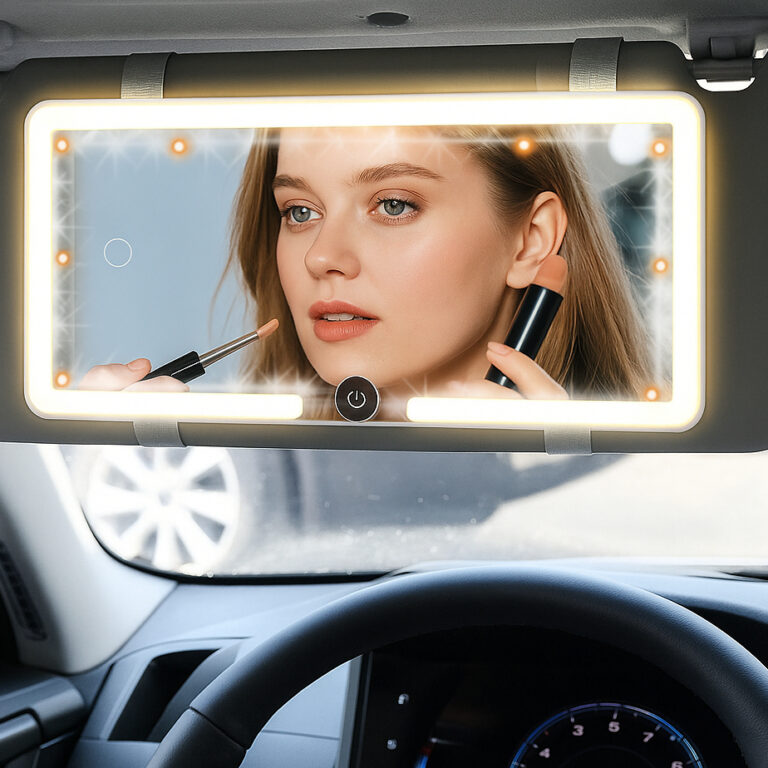 Espelho De Maquiagem LED Para Carro Com 3 Modos de