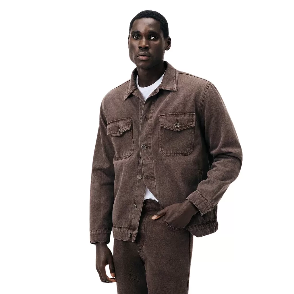 jaqueta Hering Masculina Trucker sarja Marrom