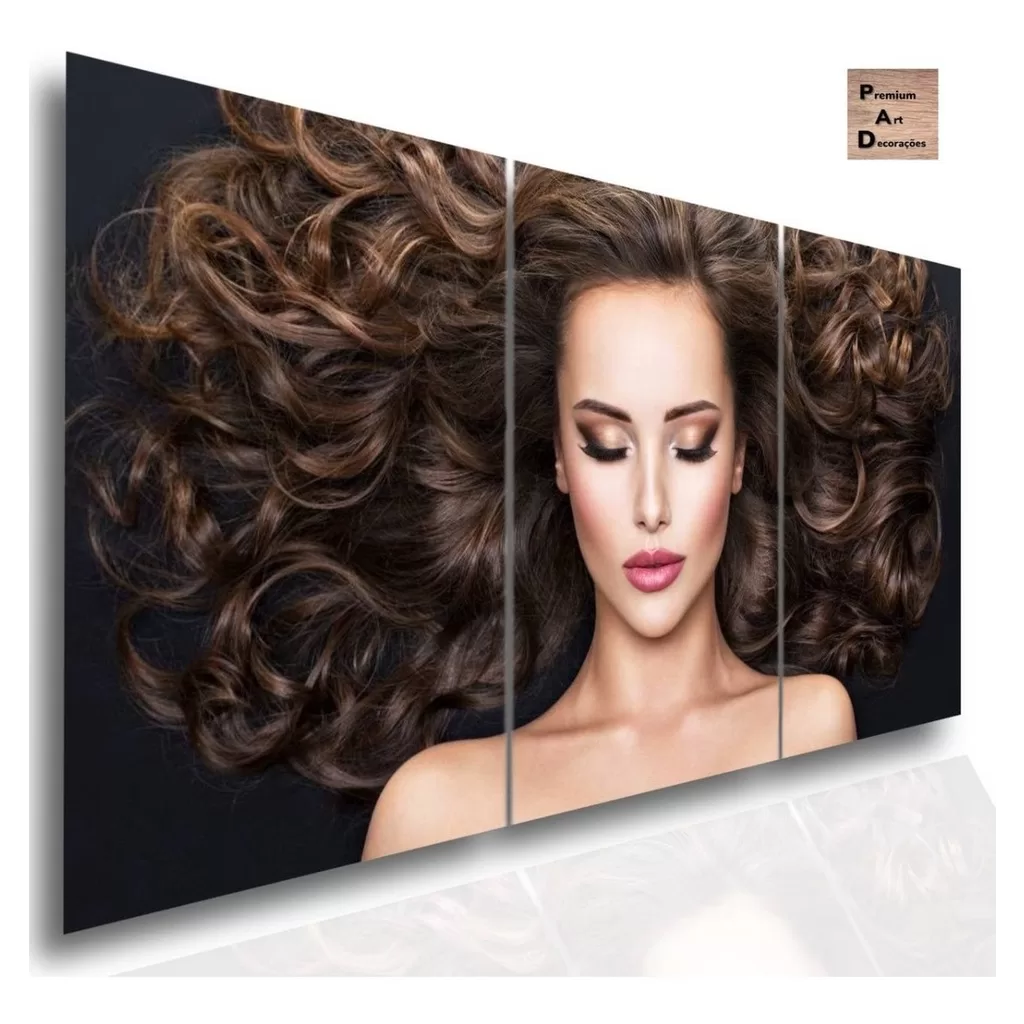 Quadro Decorativo Sala Quarto Mulher Cabelo Lindo Castanho