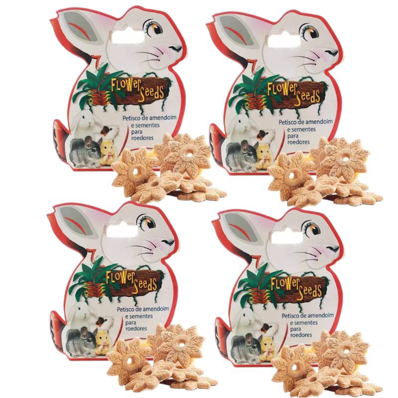 Kit 4 Biscoitos Para Coelho Roedores Petisco De Amendoim Flower Seeds