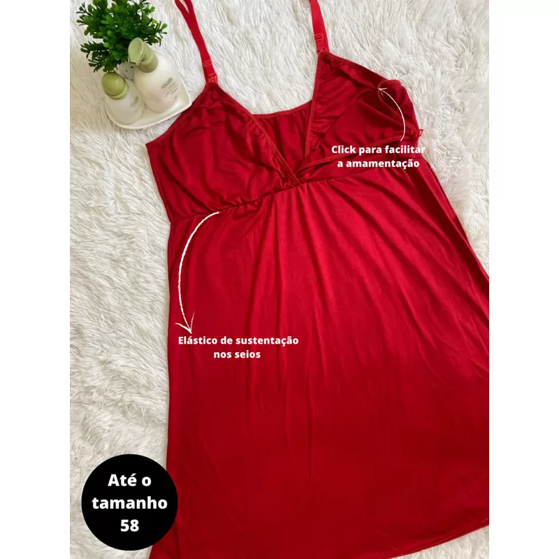 Camisola Amamentação Plus Size Gestante. Pijama Maternidade Pós-parto Feminina