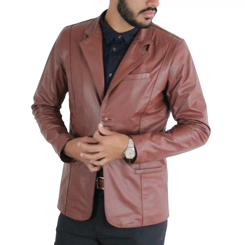 BLAZER MASCULINO SLIM DE COURO LEGITIMO. SOB MEDIDA
