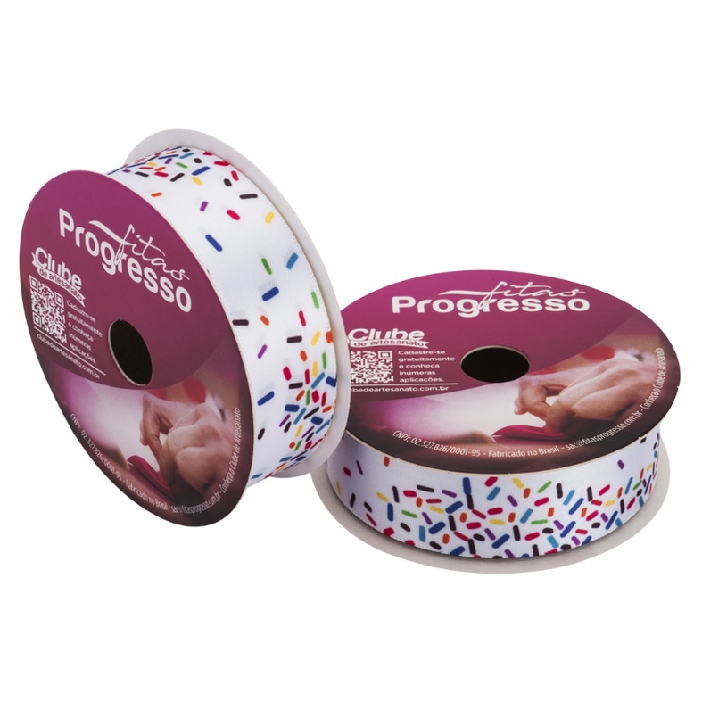 Fita de Cetim Granulados Coloridos Branca – Cor 104 – 22mm – 10 metros – Progresso