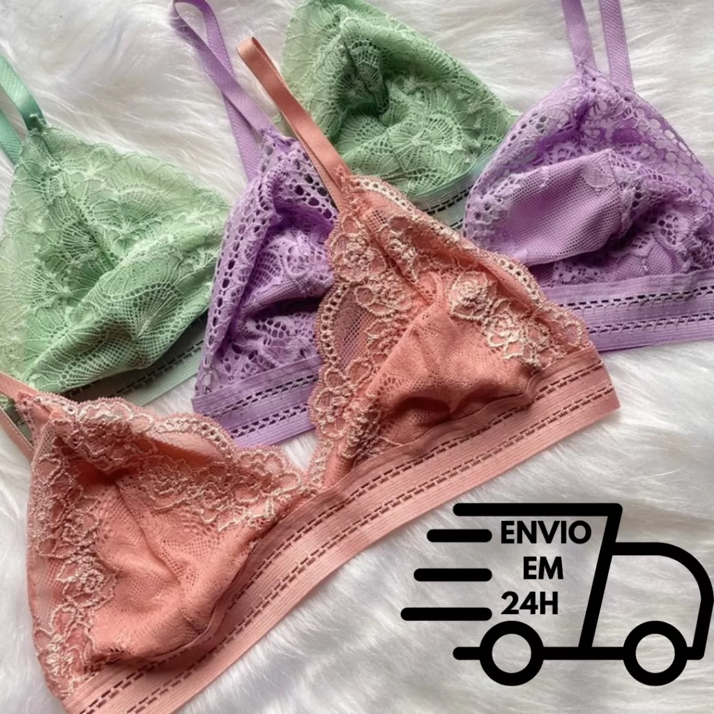 Kit 5 Sutiã Sem Bojo De Renda Com Forro Tipo Top Com Elástico