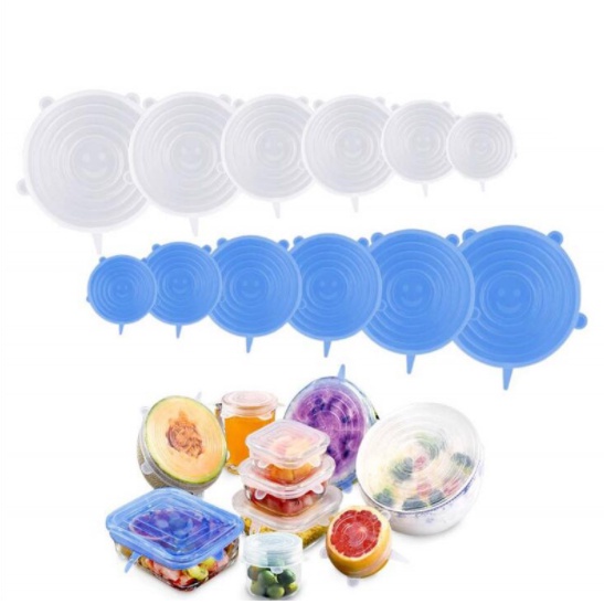6 Pcs Tampas Silicone Elástica Tampa Reutilizáve