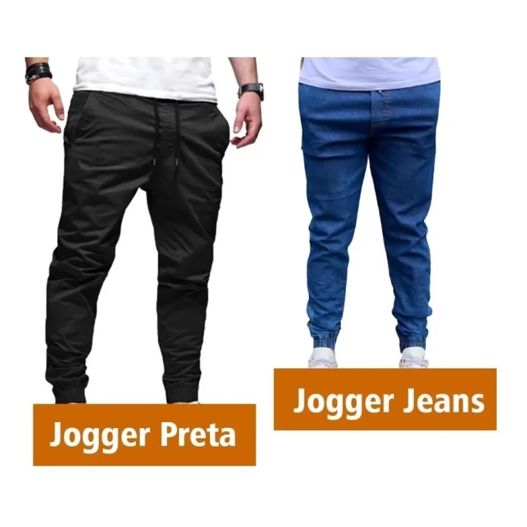 Kit 2 Calças Jogger Sarja Masculina Jeans Com Pun