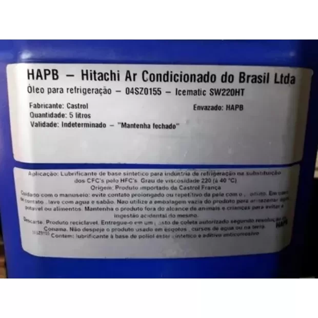 Óleo Icematic Sw 220 Ht Compressor Ar Condicionad