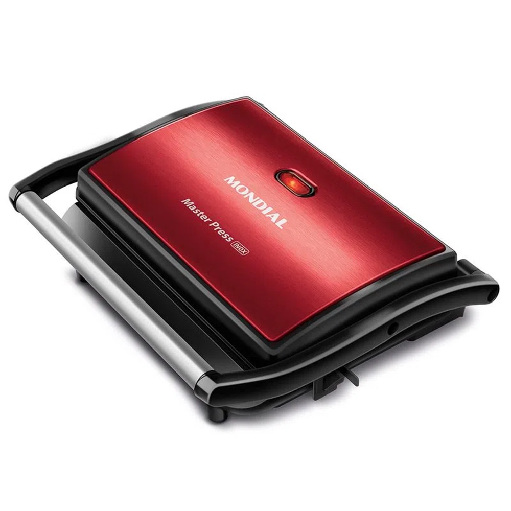 Sanduicheira Elétrica, Chapa e Grill, Antiaderente, Red Ceramic, Mondial, PG-01-RC, 127V – VERMELHO