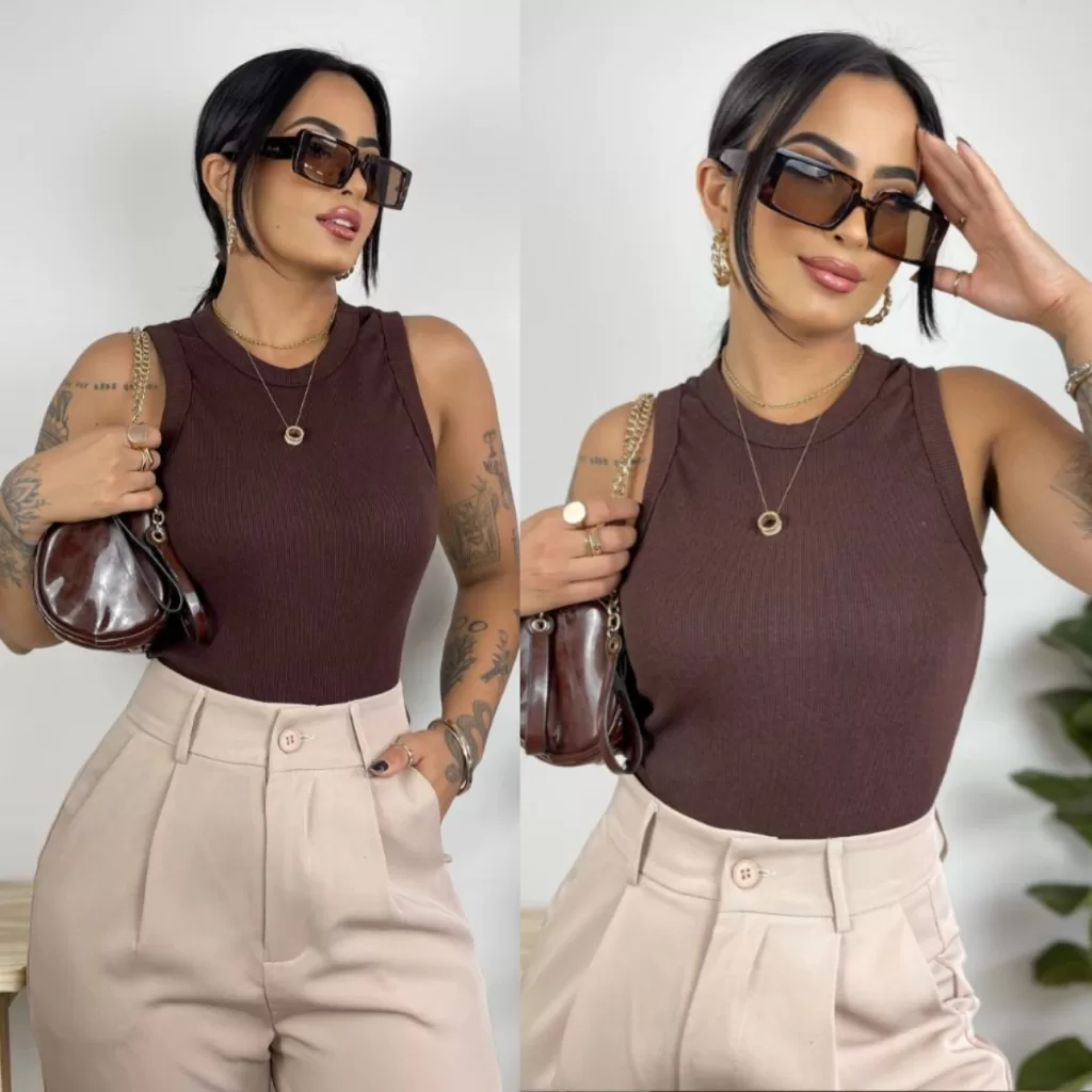 Kit 02 Blusa  Regata Feminina Canelada Ribana Básica Trabalho Verão Dia-a-dia