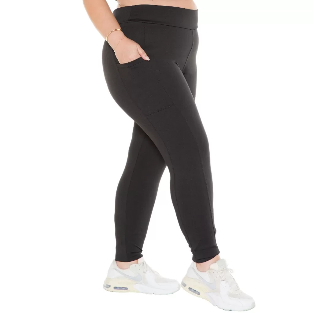 Calça Legging Plus Size Com Bolso Confortável Plus Size Super Elastano Moda Fitness Academia Treino