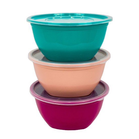 Kit 3 Saladeira 3,5Litros De Plástico Com Tampa P