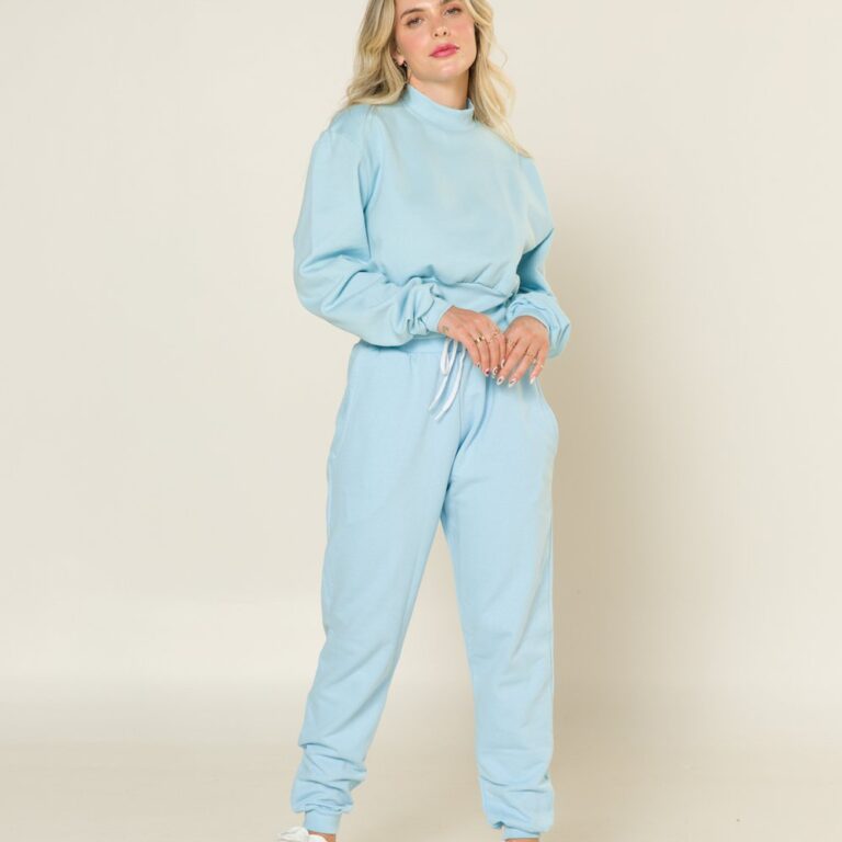 Blusa Cropped de Moletom Peluciado Ribana Luna Azu