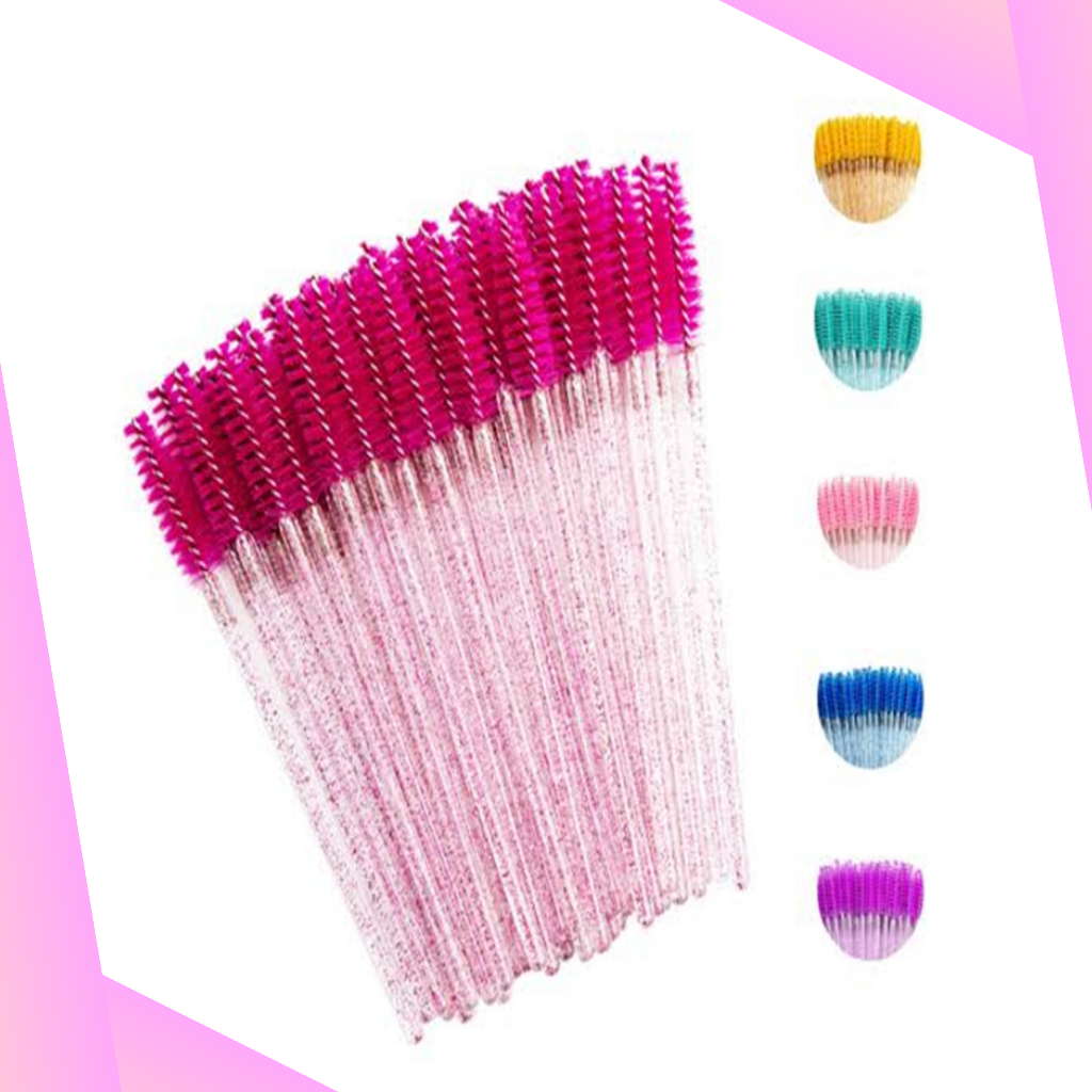 Escovinhas para Extensão de Cílios Profissional com Glitter 50 Unidades