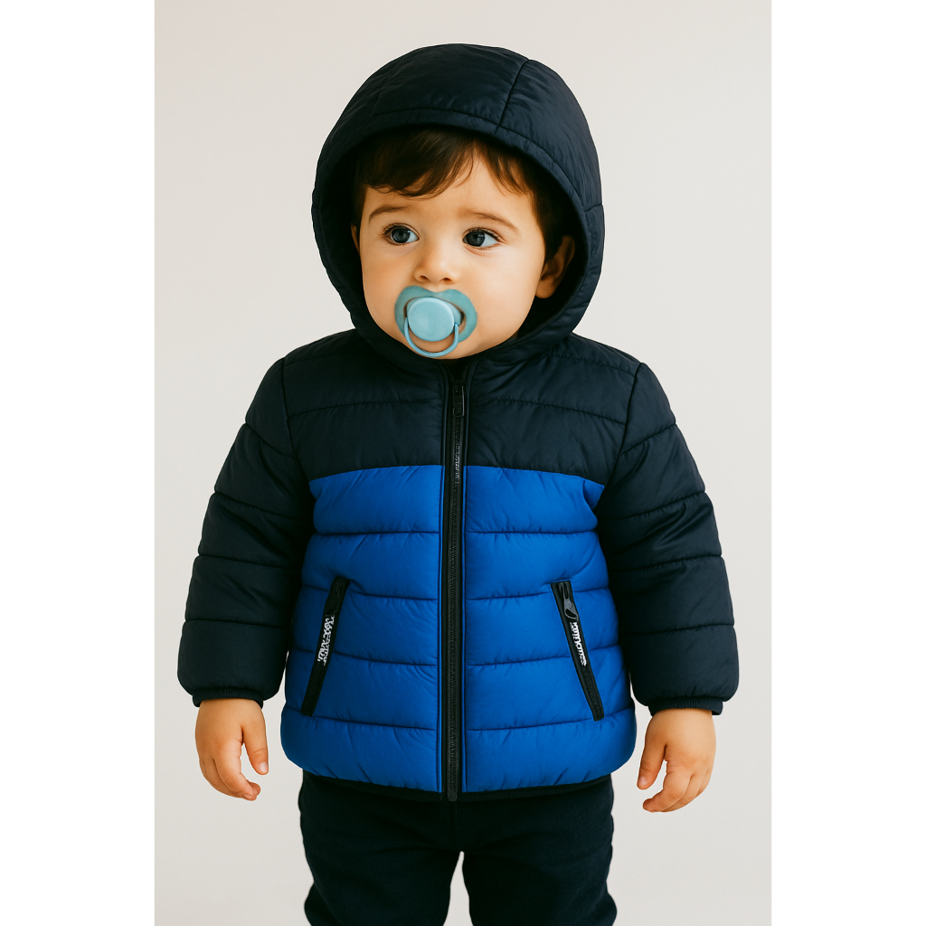 Jaqueta infantil puffer tipo bobojaco meninos forrada de 1,2,3,4,5 anos