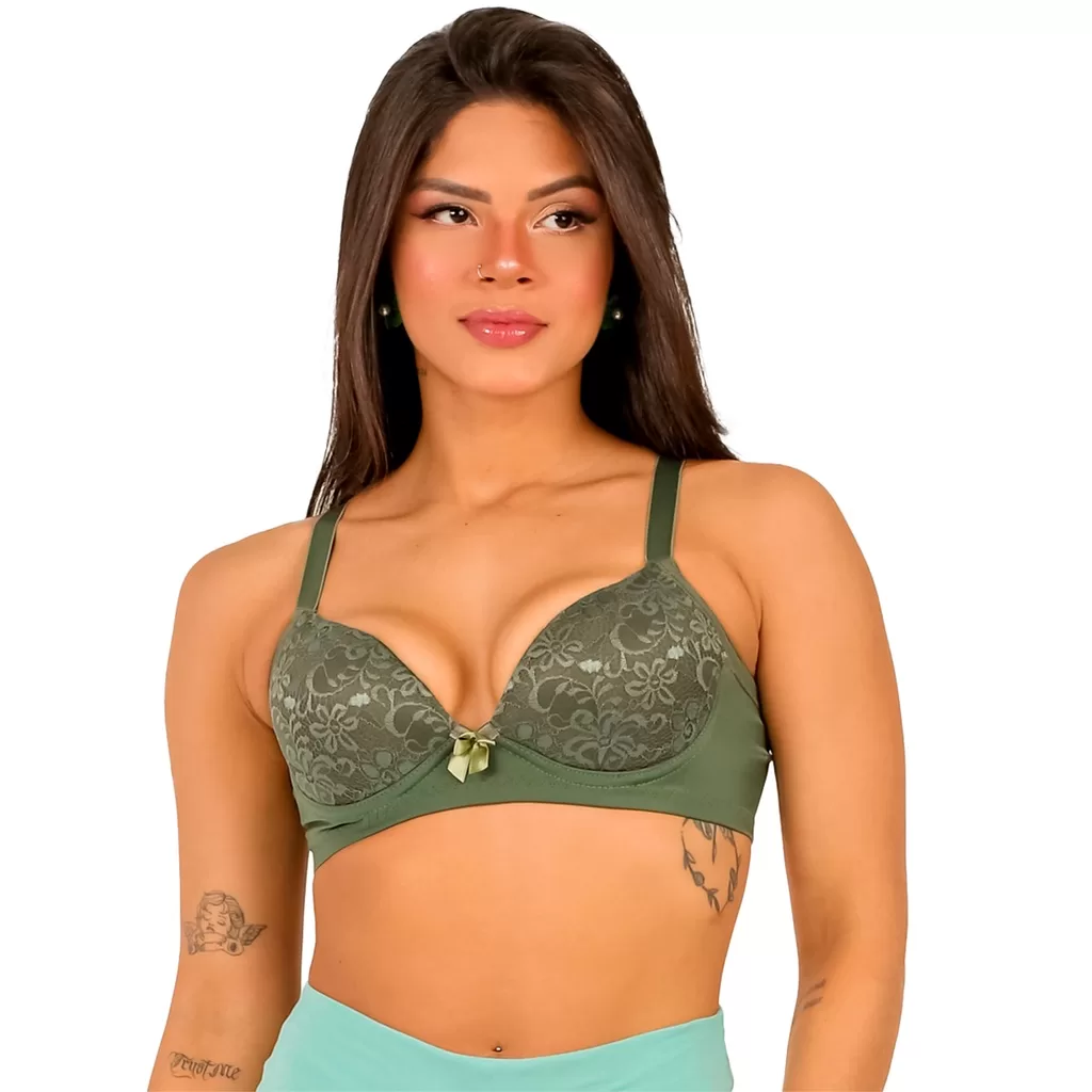 Kit 2 Sutiã Reforçado Alça Larga De Bojo Com Renda De Compressão Empório Da Roupa