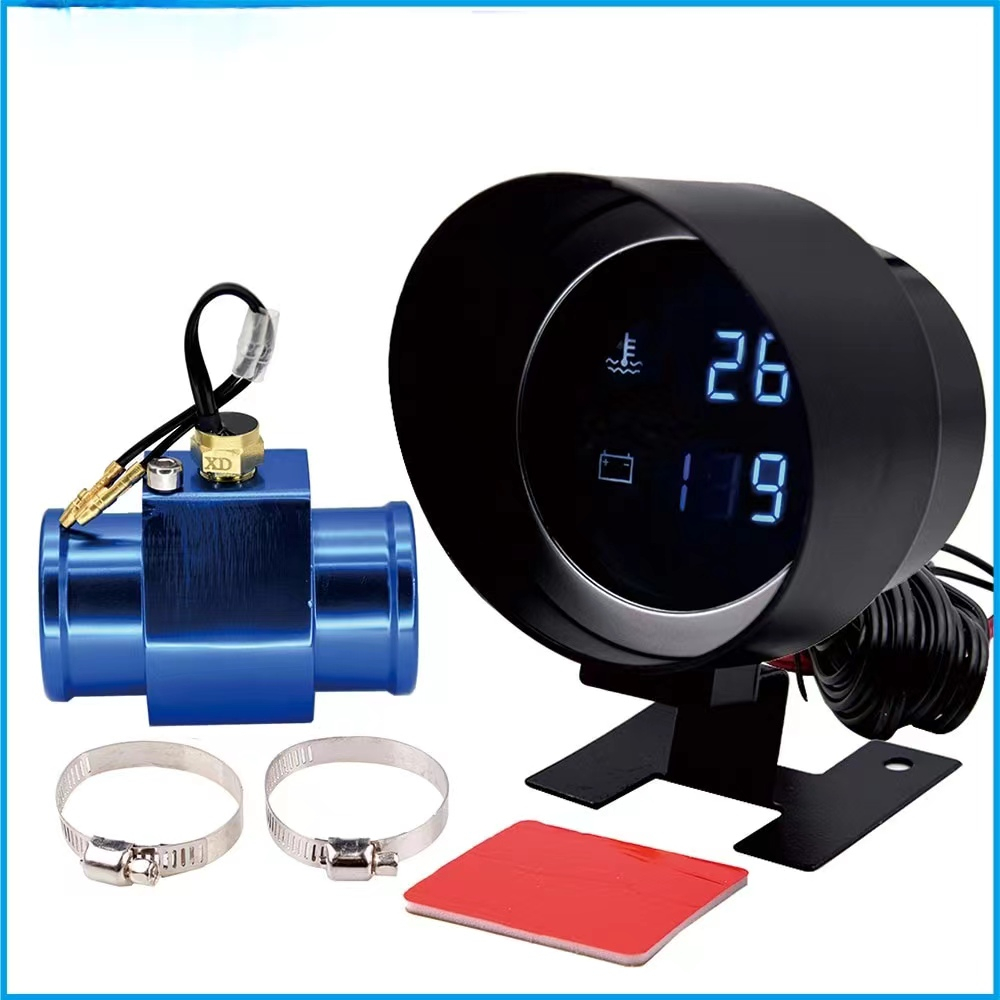 2 Em 1 Medidor Digital De Temperatura De Água Voltímetro Led Sensor Tubo De Junta Carro De Motocicle