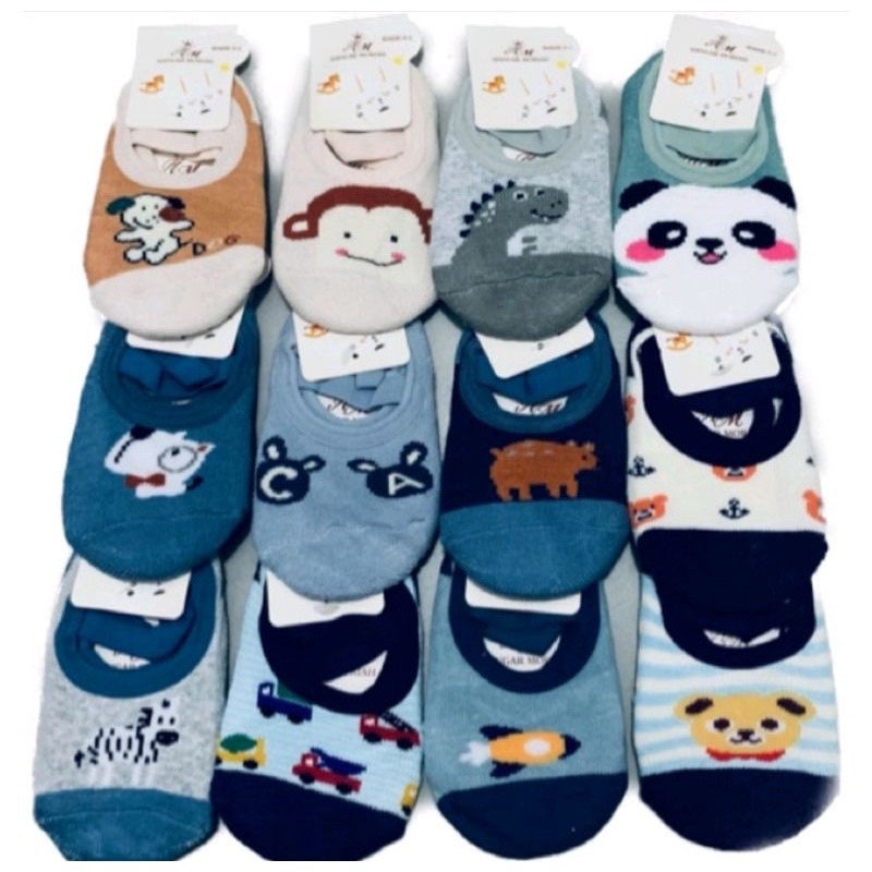 KIT 6 PARES Meia Sapatilha Antiderrapante Infantil e Bebê em Algodão menina e menino estampas variad