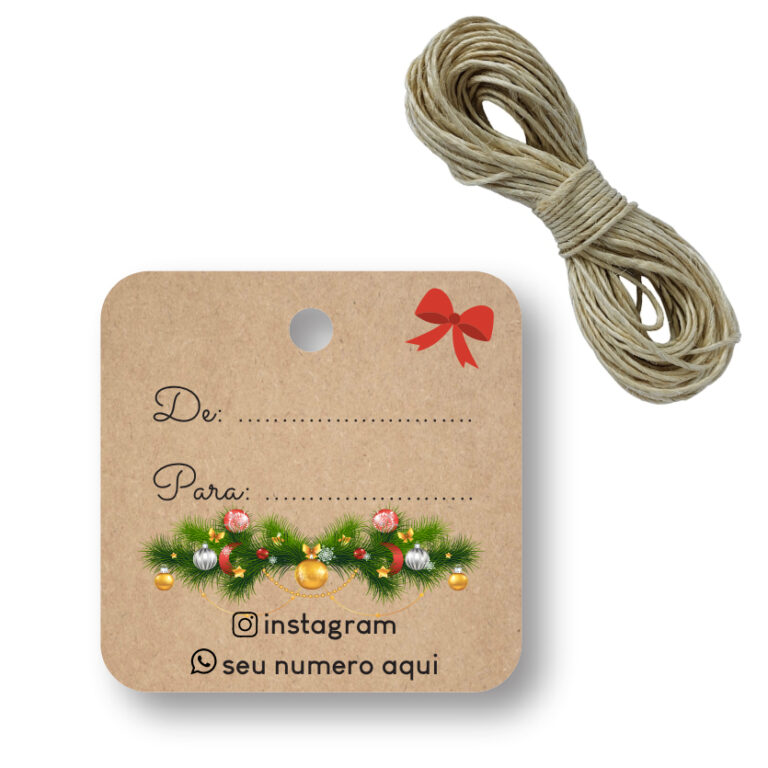240 Tag Etiqueta Kraft De Natal Personalizada + 12